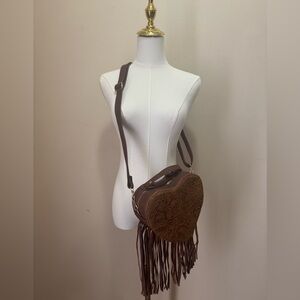 Leather and Cow Hide Heart Shaped Putse